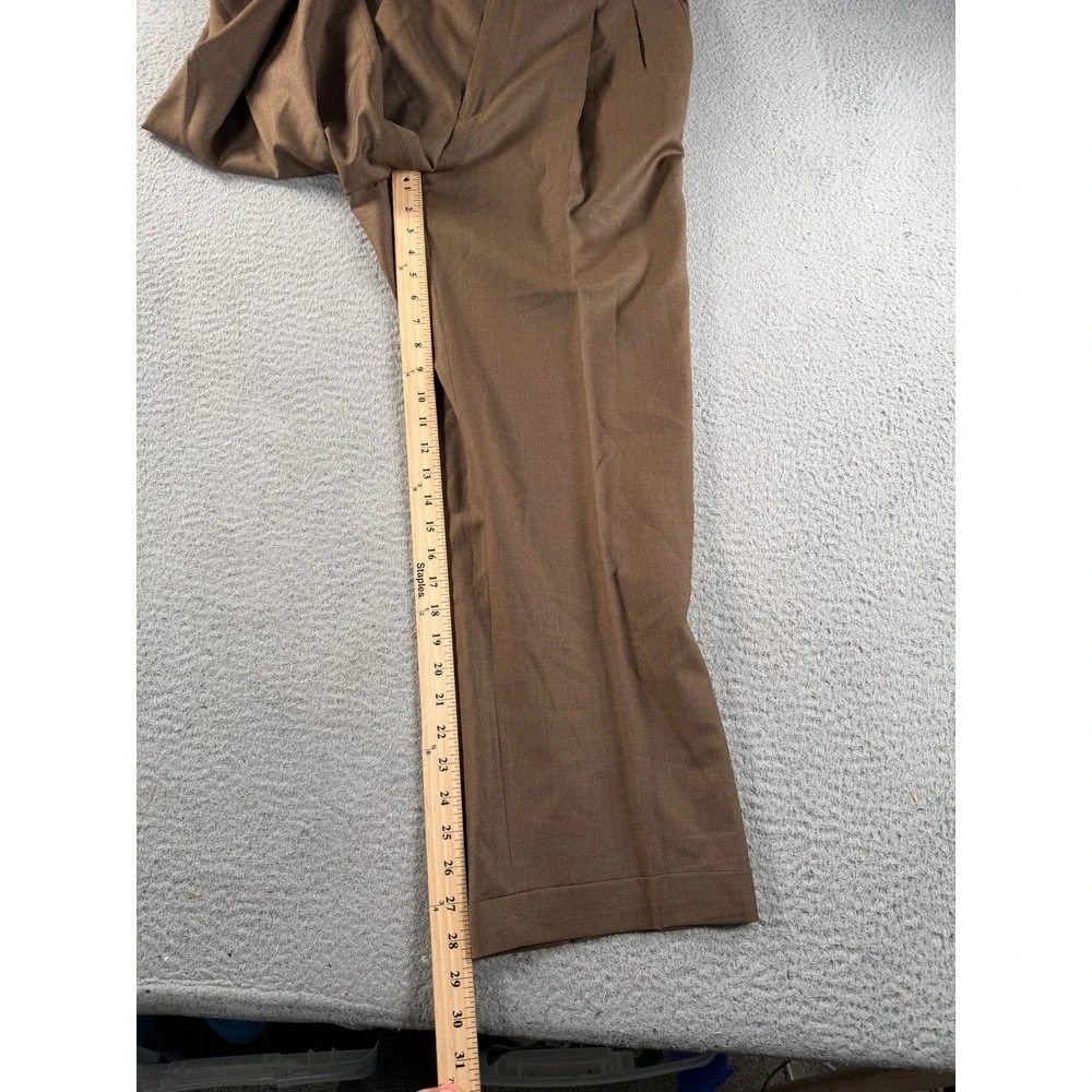 Santorelli Como 2 Dress Pants Luxury Serge Mens 34x28 Brown Pleated Wool Italy